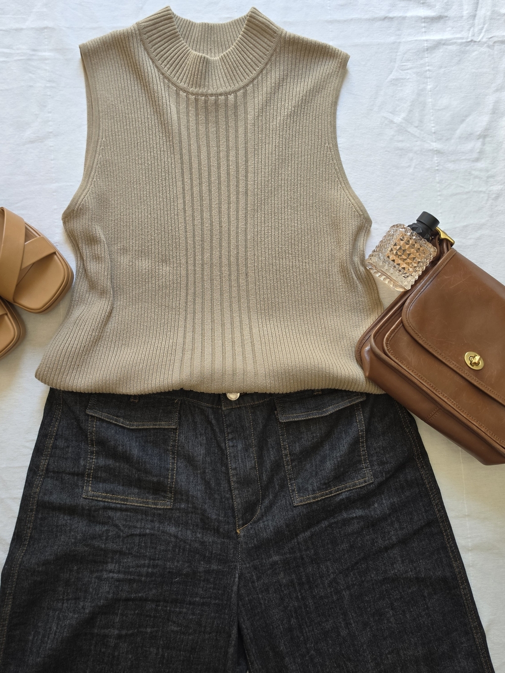 Title: Vintage White Stag Pueblo Khaki Ribbed Mock Neck Sweater Vest - Women's X